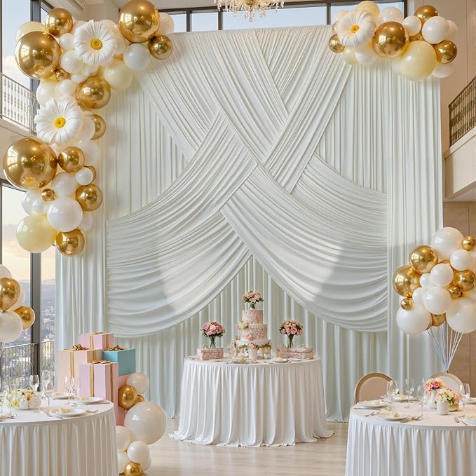 12ft x 10ft Ivory Backdrop Curtains - Image 5