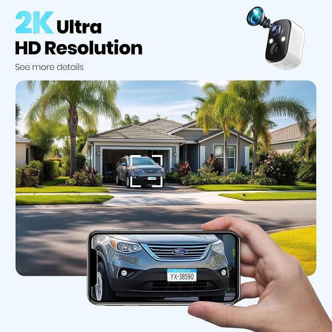 Techage Security Cameras Wireless Outdoor, 2K Battery Powered WiFi Cameras - Image 2