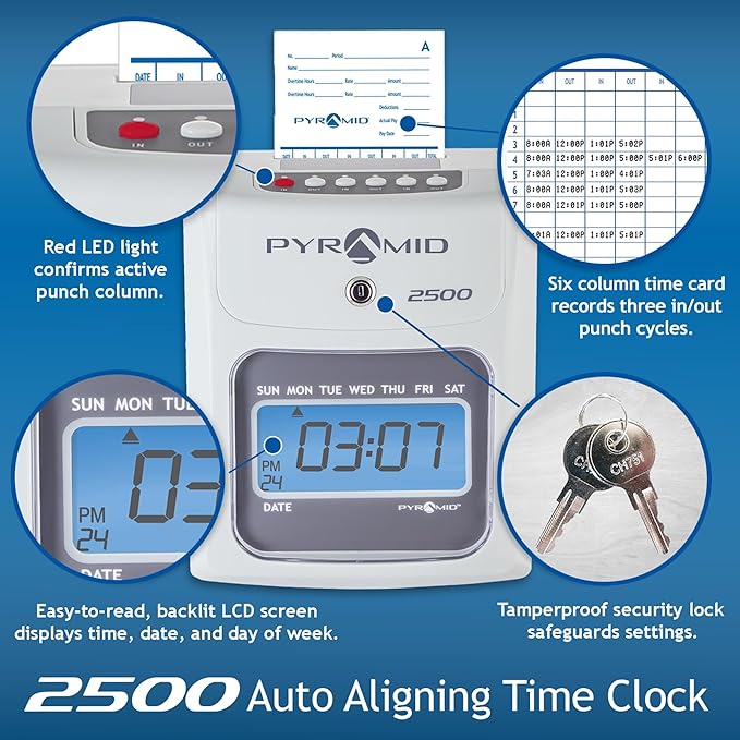 Pyramid Time Systems Small Business 2500 Time Clock Bundle, Unlimited Employees - Image 4
