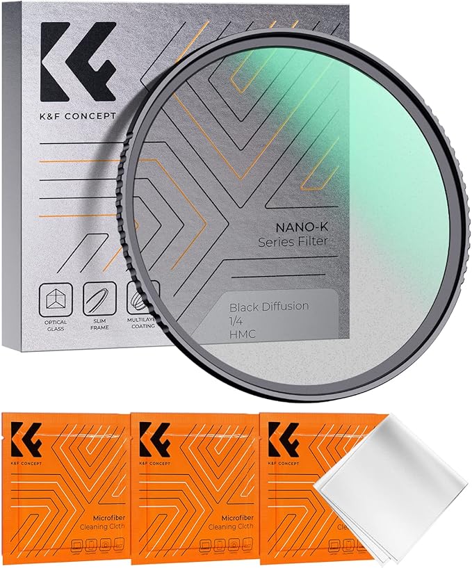 K&F CONCEPT 40.5mm Black Diffusion 1/4 Filter Mist Cinematic Effect Filter by KFCONCEPT