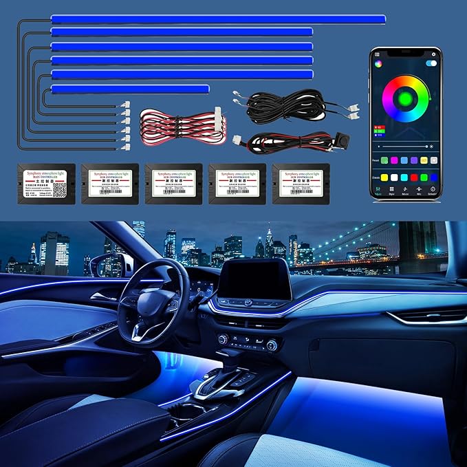 Acrylic Interior Car Lights - 6 in 1 LED Strip Lights by WEBUPAR