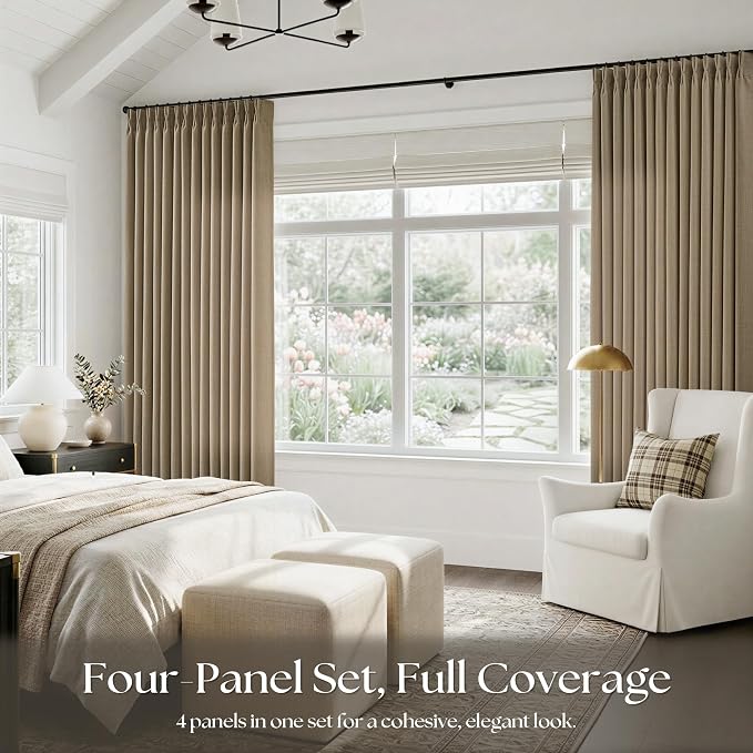 Pinch Pleated Dark Flax Curtains 90 Inches Long - Image 6
