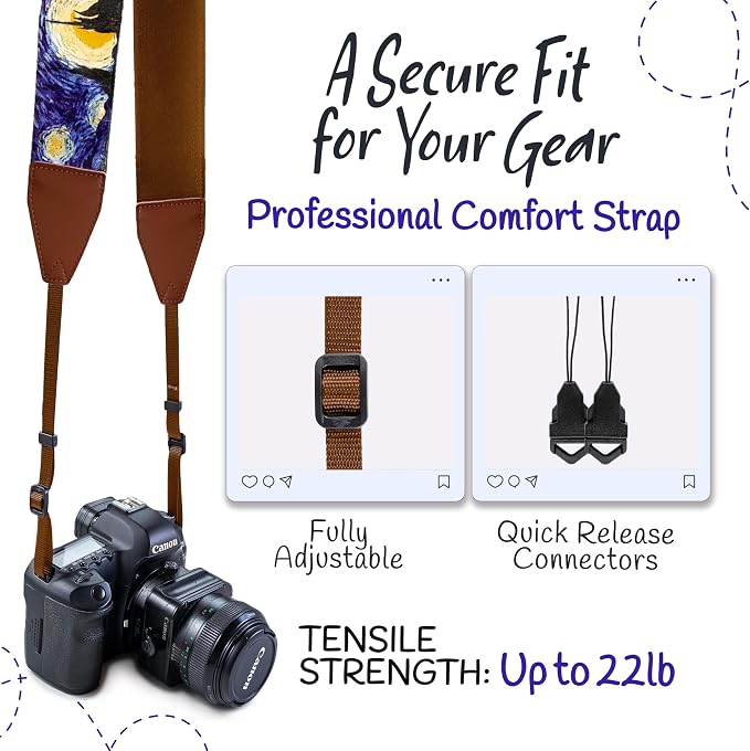 Camera Strap, Vintage Embroidered Neck Shoulder & Crossbody Camera Strap - Image 4