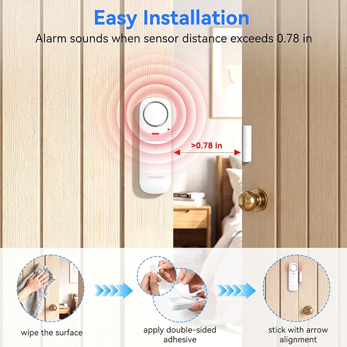 TECKNET Door Alarms When Opened, 2.4G WiFi Smart Door Sensor Alarm & Chime - Image 5