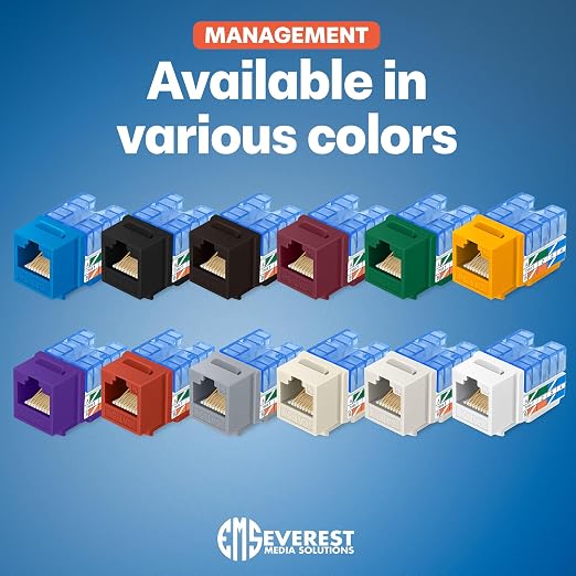 Everest 90° Angled RJ45 Cat5e Keystone Jacks 20-Pack in Blue - Image 7