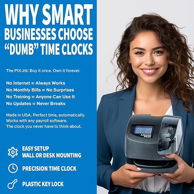 Amano PIX-25 Automatic Date & Time Stamp Machine, Digital Document Stamper - Image 2