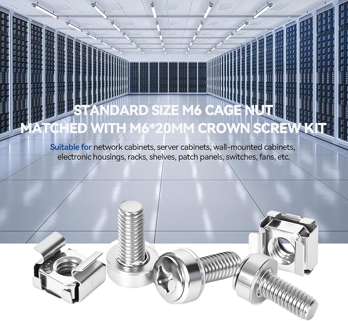 30-Pack 304 Stainless Steel-M6*20mm Rack Mount Screws and Cage Nuts - Image 5