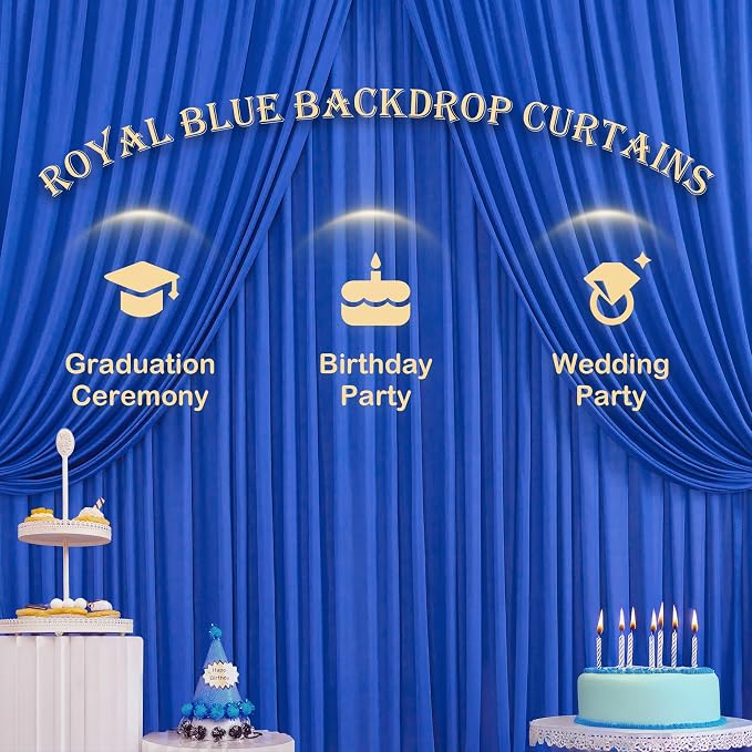 50ft x 12ft Wrinkle Free Royal Blue Backdrop Curtains - Image 4
