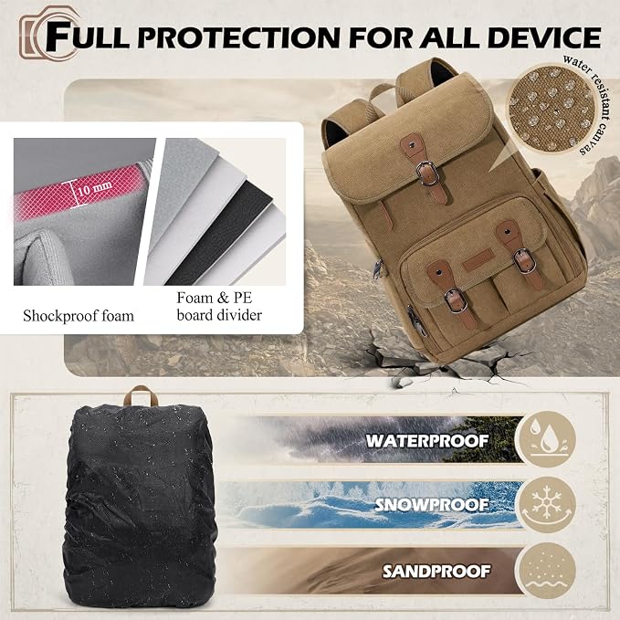 RAINSMORE Camera Bag Backpack for DSLR/SLR Mirrorless 15.6 Inch Laptop Camera - Image 6