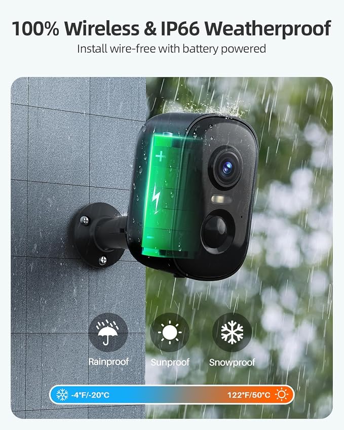 2K Security Cameras Wireless Outdoor, 2 Pack Battery Powered WiFi Cameras - Image 5
