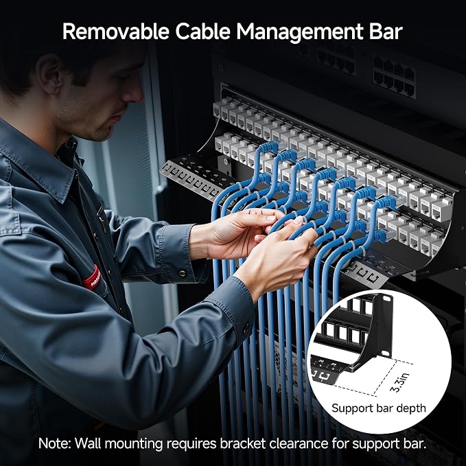Cable Matters Rackmount or Wall Mount 2U 48 Port Keystone Patch Panel - Image 2