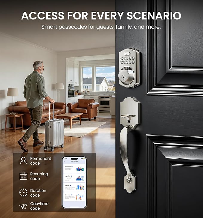 Veise VE012W-H WiFi Smart Front Door Lock Set, Built-in WiFi, App Remote & - Image 5