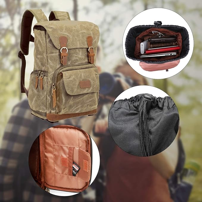 UBAYMAX Camera Backpack, DSLR SLR Waterproof Canvas Camera Bags Rucksack 15.6 - Image 6