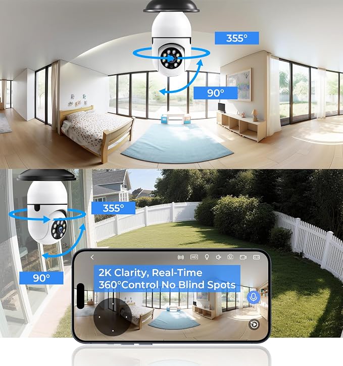 Light Bulb Security Camera 2 Packs, 5G&2.4GHz 2K Security Cameras Wireless - Image 4