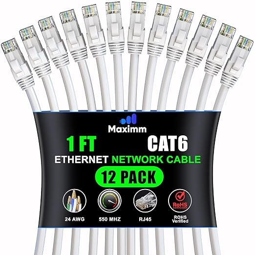 Maximm Cat 6 Ethernet Cable 1 ft by MaximmCable