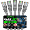 GEARit Cat 6 Ethernet Patch Cable 10 ft Gray Cat6 Patch Cables 10ft by GEARit
