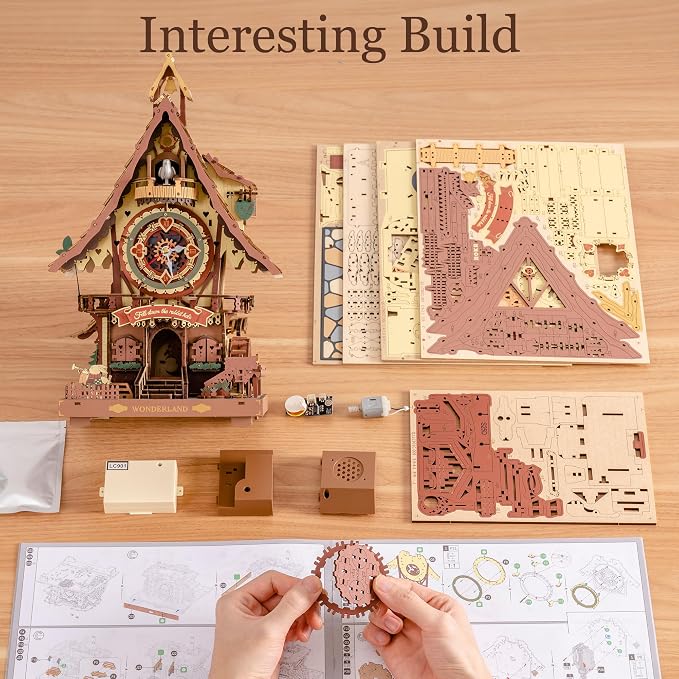 ROBOTIME 3D Wooden Puzzles for Adults-Cuckoo Clock Wooden Models for Adults to - Image 4