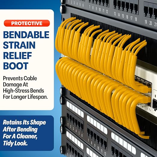 Everest Ultra Slim Cat6a Ethernet Patch Cables 15ft Yellow - Image 3