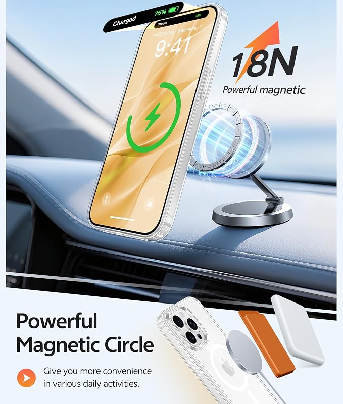 FNTCASE for iPhone 15 Pro Case: Anti Yellowing Transparent Clear Magnetic Phone - Image 3