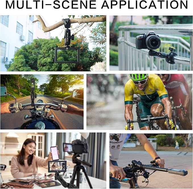 Taisioner Super Camera Clamp Mount 3.6" Socket Arm 360°Ball Head Magic Arm 1/4" - Image 4
