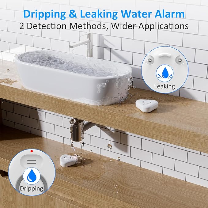 3 Pack Water Leak Detectors for Home, 4 Levels Adjustable Audio 0-120dB Water - Image 5