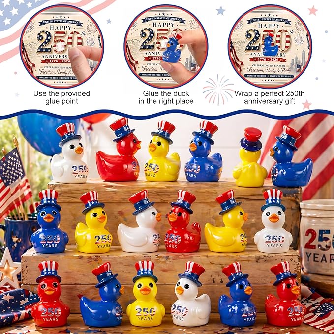 Skylety 72 Pcs Patriotic Mini Ducks 4th of July Independence Day Party Decor - Image 3