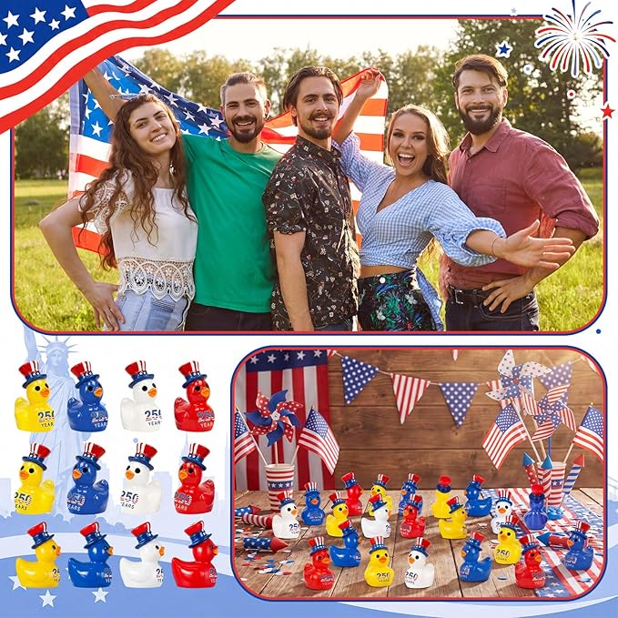Skylety 72 Pcs Patriotic Mini Ducks 4th of July Independence Day Party Decor - Image 7