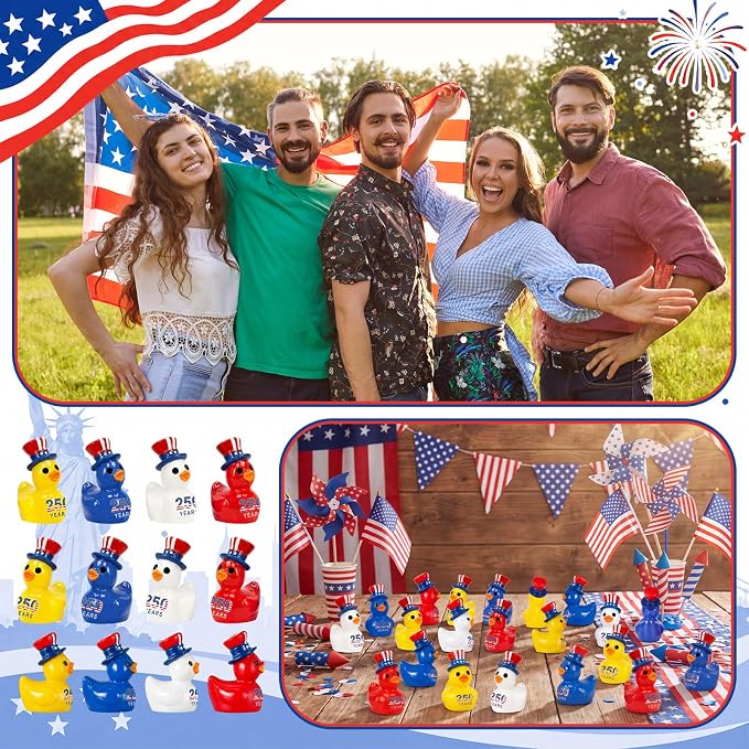 Skylety 200 Pcs Patriotic Mini Ducks 4th of July Independence Day Party Decor - Image 7