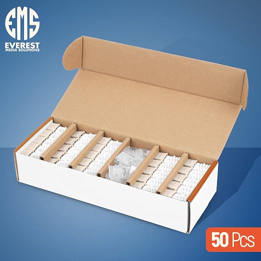 Everest 90° Angled RJ45 Cat6A Keystone Jacks 50-Pack in Light Almond - Image 2