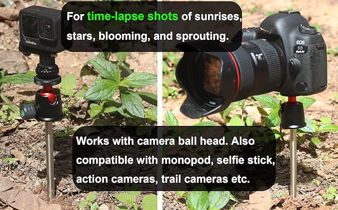 Camera Ground Spike for Monopod Selfie Stick, 1/4-20 Screw Staniless Steel - Image 5