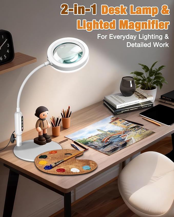 Magnifying Glass with Light and Stand, 5 Color Modes Stepless Dimmable - Image 6