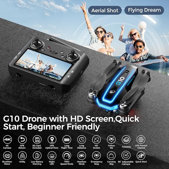 GPS Drone with 4K HD Camera for Adults, 4.5 inch HD Screen on Remote Controller - Image 3