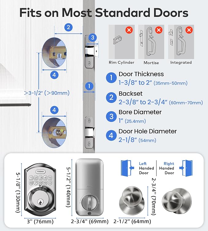 TEEHO TE001K Keyless Entry Door Lock - Image 6