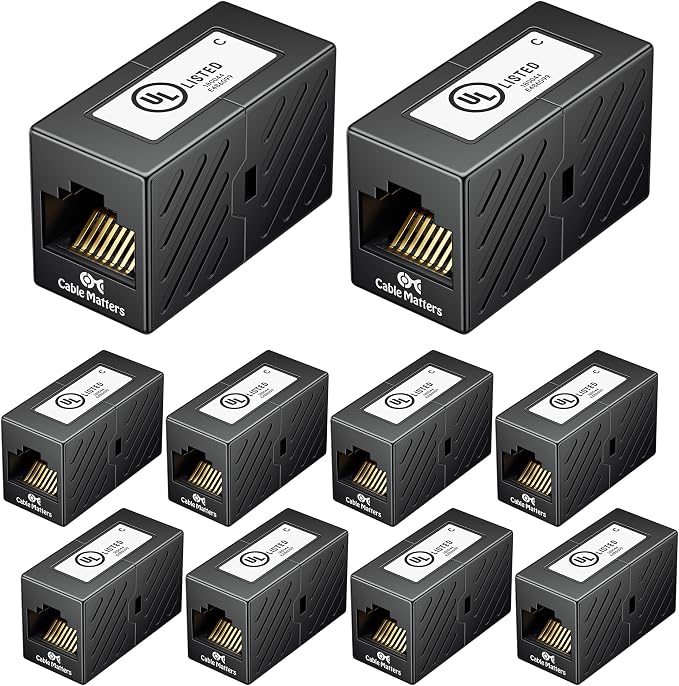 Cable Matters 10-Pack 10Gbps Cat 6 Ethernet Coupler in Black, Compatible by CableMatters