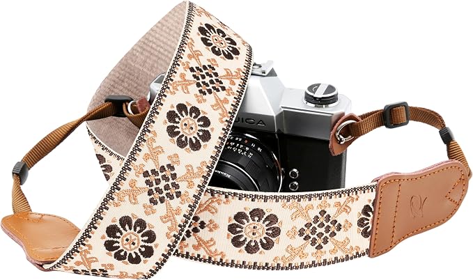 Padwa Lifestyle Elegant Brown Floral Camera Strap by PadwaLifestyleCameraStrap