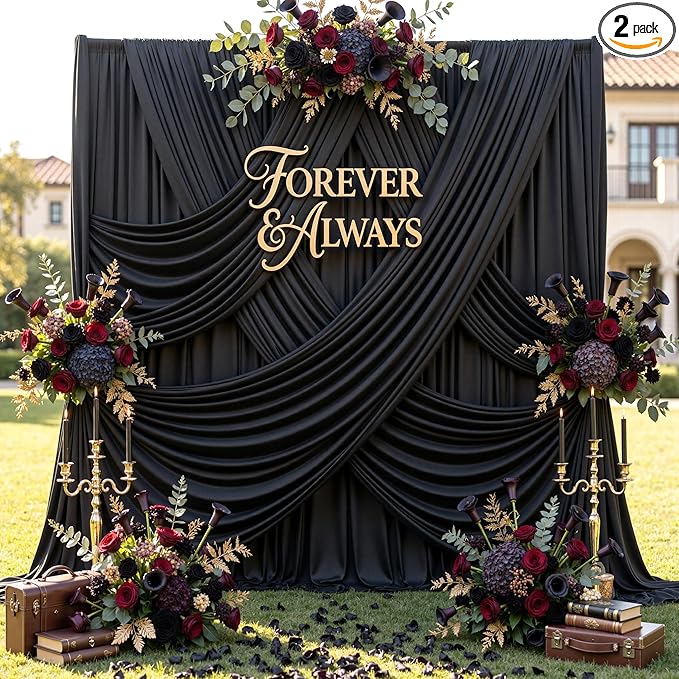 12ft x 10ft Black Backdrop Curtains by CO-AVE