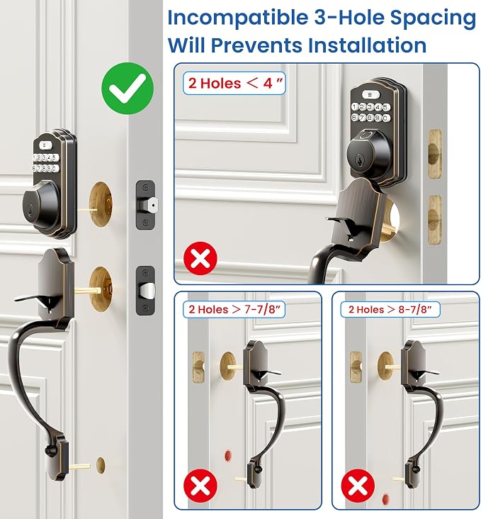 Veise Fingerprint Door Lock Set, Keyless Entry Door Lock, Front Handle Set - Image 10
