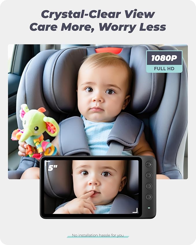 Magnetic Dual Baby Car Camera for Two Kids, 1080P IPS Display - Image 4