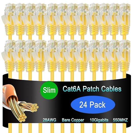 Cat6a Slim Ethernet Patch Cable 0.5 ft, Cat6a Patch Cable by Lysymixs