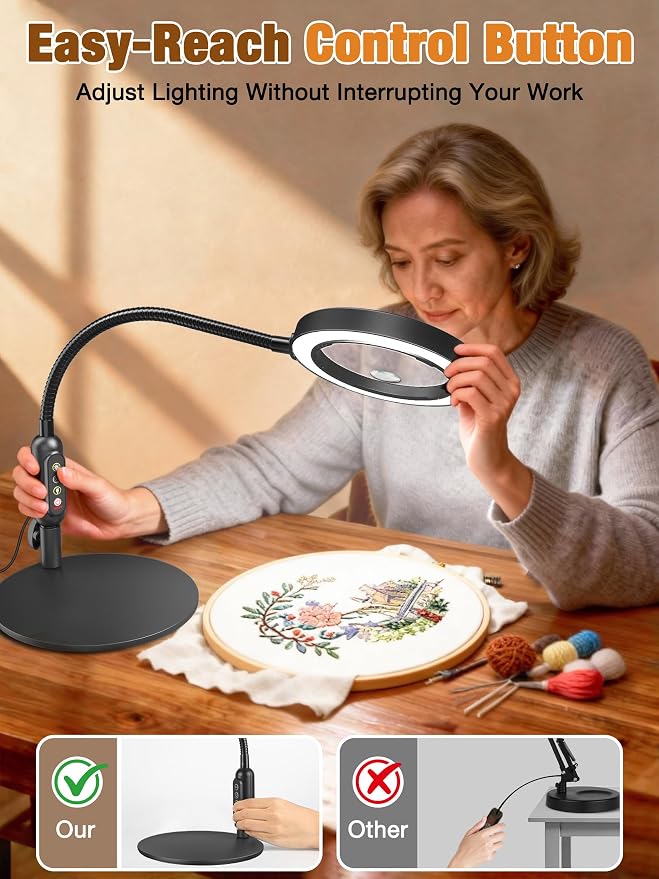 30X 10X Magnifying Glass with Light and Stand, 5 Color Modes Stepless Dimmable - Image 5