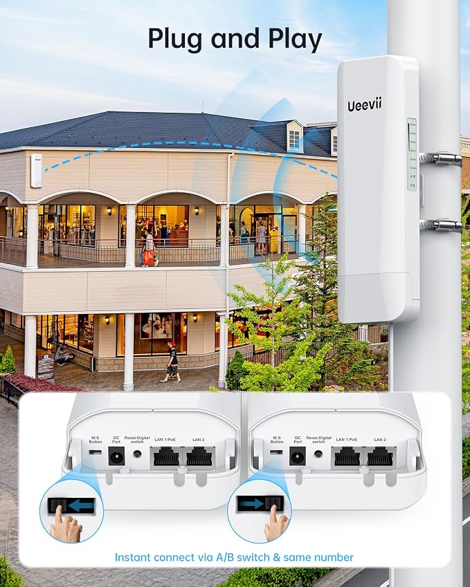 Wireless Bridge Point to Point Outdoor: Ueevii 5.8GHz Dual 100Mbps WiFi Bridge - Image 3