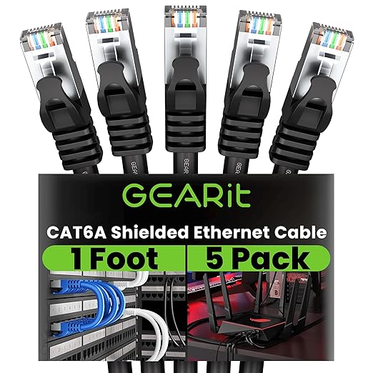 GEARit Cat6A Ethernet Cable 10Gbps Snagless Shielded SSTP, SFTP Shielded by GEARit