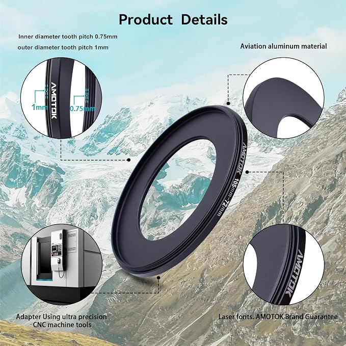 105mm Lens to 72mm Camera Lens Adapter, 105mm-72mm Filter Step-Down Ring - Image 3
