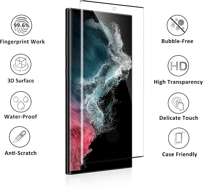 V-PORYADKU 3 Pack for Galaxy S22 Ultra Screen Protector, 9H Tempered Glass - Image 7