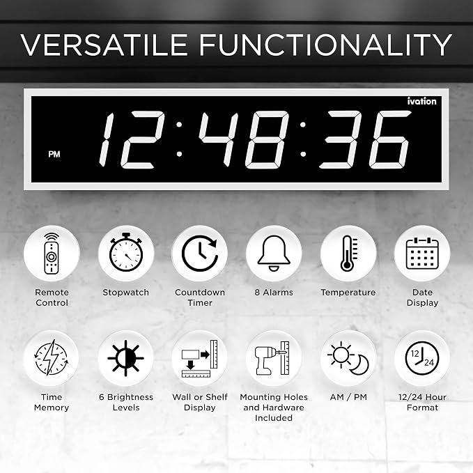 Ivation Huge Oversized 72" Large Digital LED Clock | Big Digital Clock - Image 6