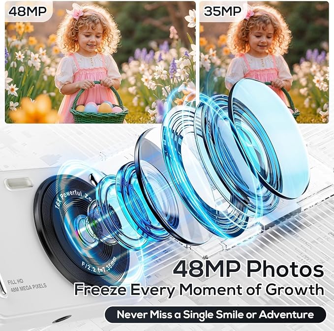 Digital Camera for Kids, 48MP FHD 1080P Point and Shoot Digital Cameras - Image 2