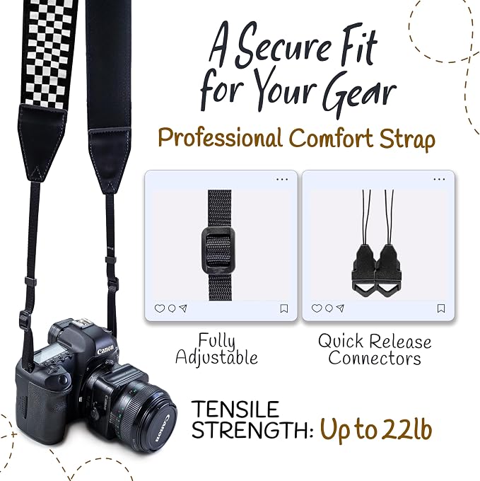 Art Tribute Camera Strap For Photographers Padded Universal Fit Neck Shoulder & - Image 4