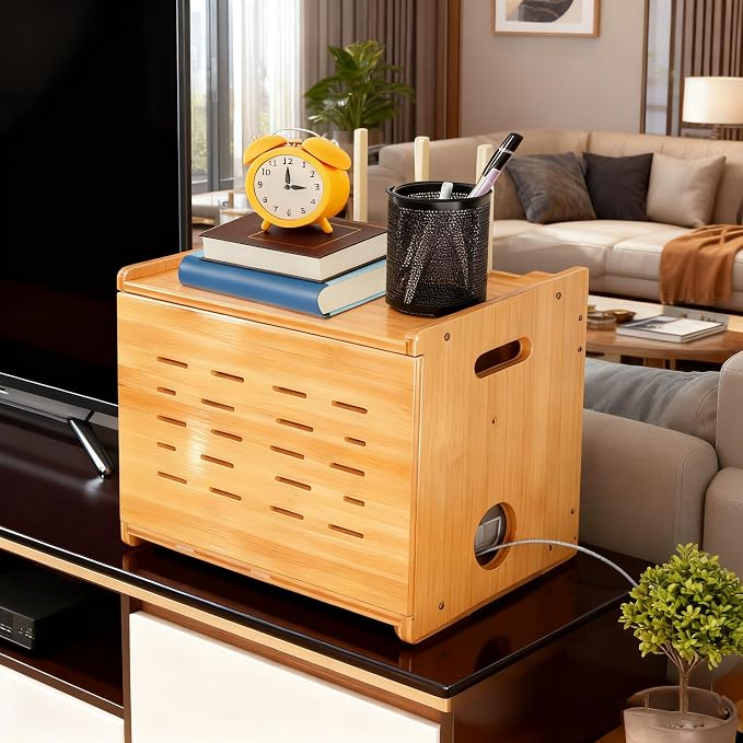 Fullin Upgrade WiFi Router Storage Box Hider, Large Capacity Projector Shelf - Image 2