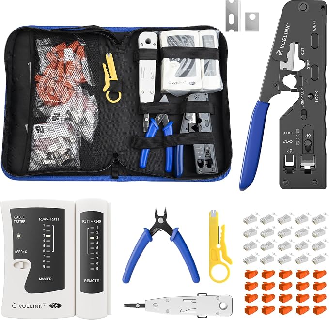 VCELINK RJ45 Crimp Tool, All-In-One Ethernet Pass Through Crimper by VCELINK
