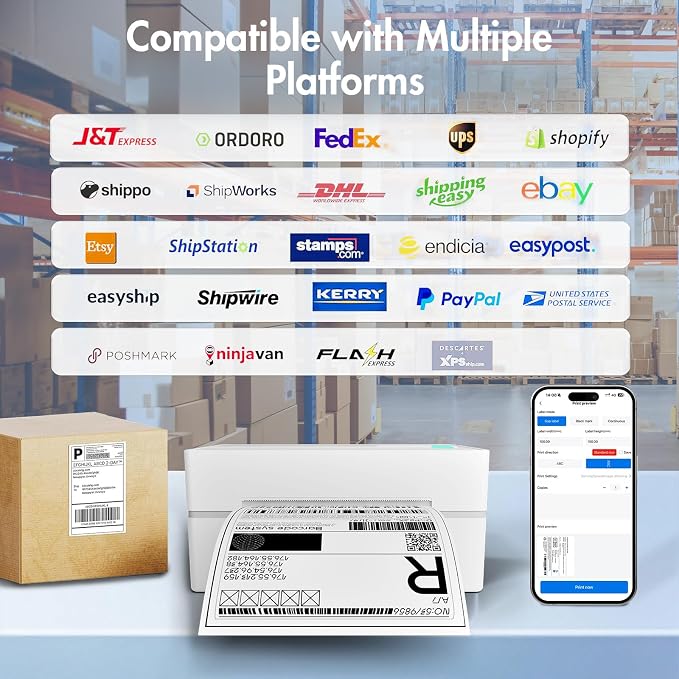 Bluetooth Thermal Shipping Label Printer: 4x6 Wireless Label Maker - Image 5